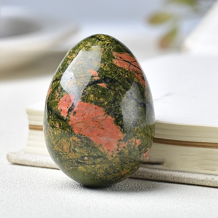 Natural Unakite Carved Healing Egg Figurines PW-WG29511-02-1