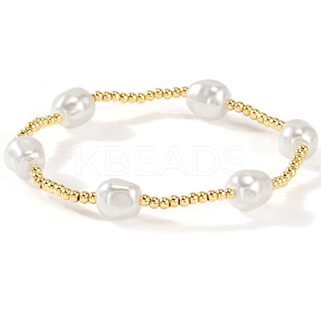 Elegant Imitation Pearl & Brass Beads Stretch Bracelets for Women YV1811-2-1