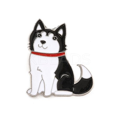 Dog Enamel Pin with Brass Butterfly Clutches LS-JEWB-A006-01B-1