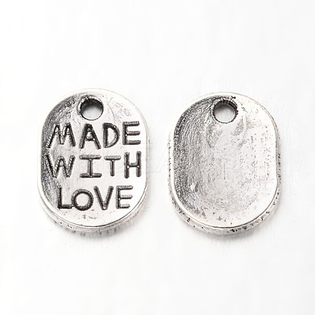 Tibetan Style Alloy Oval Charms TIBEP-Q035-08AS-NR-1