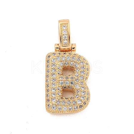 Brass Micro Pave Clear Cubic Zirconia Pendants KK-B099-01G-B-1