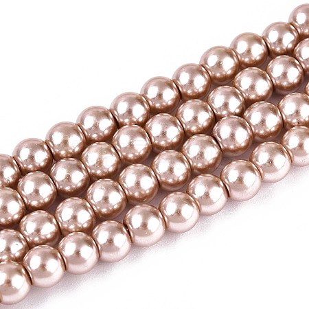 Baking Paint Pearlized Glass Pearl Round Bead Strands HY-Q003-6mm-11-01-1