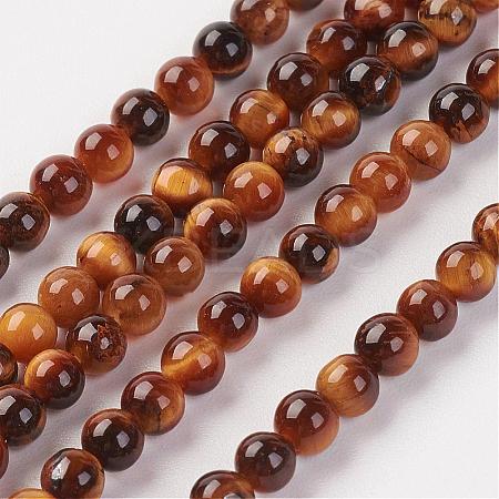 Natural Tiger Eye Bead Strand G-G680-48-1