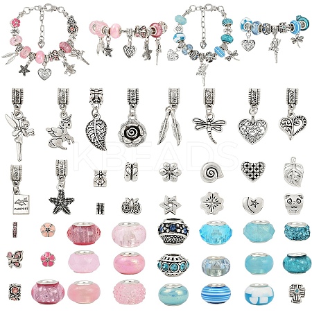 DIY European Style Bracelet Kits. including Alloy & Resin European Beads DIY-YW0012-11A-1