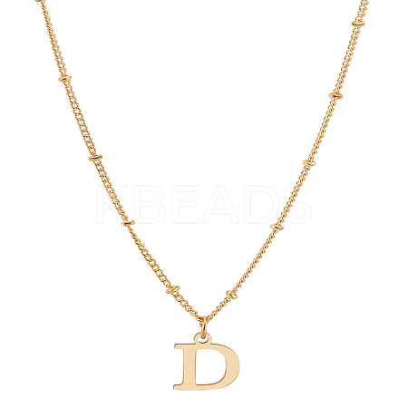 1Pc Brass Chain & 304 Stainless Steel Letter Pendant Necklaces NJEW-LP0001-35D-G-1