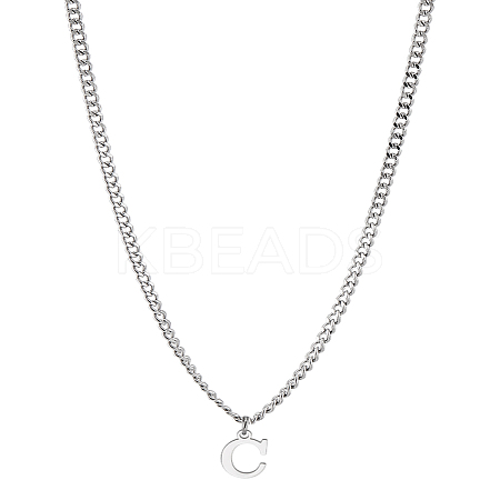 1Pc 304 Stainless Steel Letter Pendant Necklaces NJEW-LP0001-33C-P-1