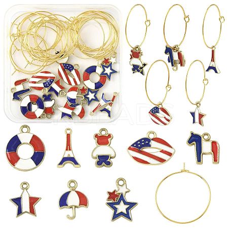 Independence Day DIY Wine Glass Charms  Making Kits DIY-FS0009-55-1