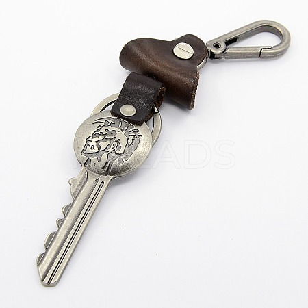 Imitation Leather Clasps Key Pendant Keychain KEYC-J016-01A-1