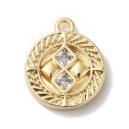 Brass Micro Pave Cubic Zirconia Charms KK-D071-01G-1