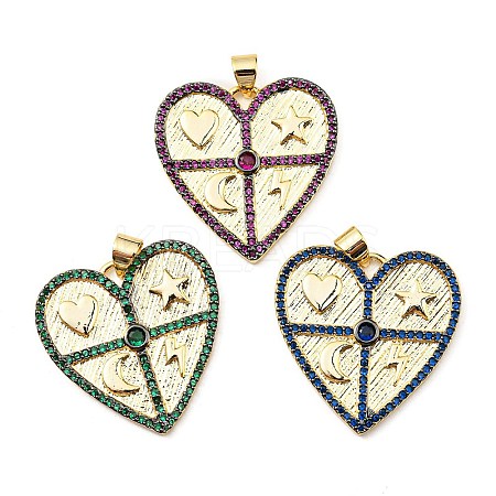 Brass with Cubic Zirconia Pendants KK-K341-01G-1