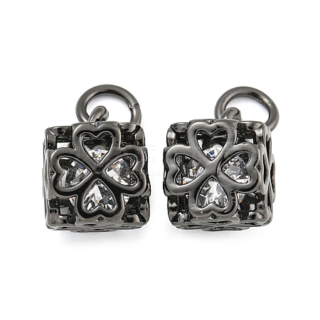 Rack Plating Brass Micro Pave Clear Cubic Zirconia Charms KK-F089-15EB-1