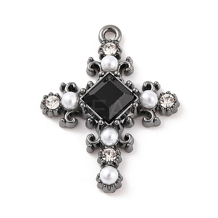 Cross Theme Brass Micro Pave Clear Cubic Zirconia Pendants LS-ZIRC-I067-04A-02-1