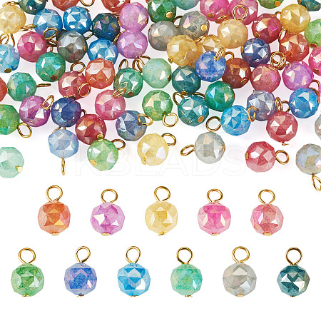 66Pcs 11 Colors Electroplate Imitation Jade Glass Charms PALLOY-TAC0312-1