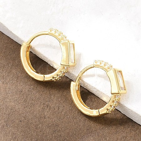 Rectangle Brass Micro Pave Clear Cubic Zirconia Hoop Earrings EJEW-D348-05G-1