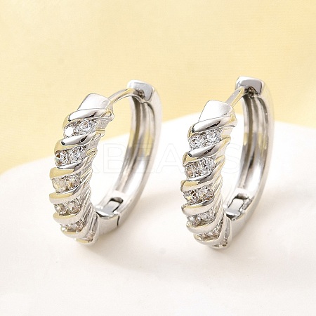 Brass Micro Pave Clear Cubic Zirconia Hoop Earrings EJEW-Z121-13P-1