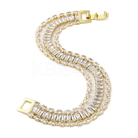 Brass Micro Pave Cubic Zirconia Bracelets for Women BJEW-R100-04G-02-1