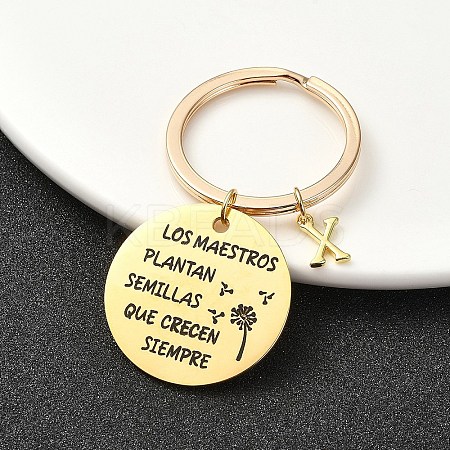 201 Stainless Steel & Brass Letter Keychain KEYC-YW00095-24-1
