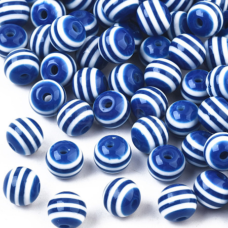 Round Striped Resin Beads RESI-R158-8mm-12-1