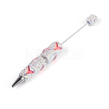 Fishtail Resin & Polymer Clay Pave Rhinestone Ball-Point Pen AJEW-T013-05B-1