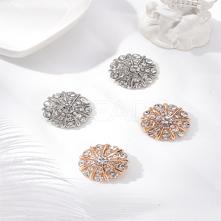 4Pcs 2 Colors 1-Hole Alloy Rhinestone Shank Buttons BUTT-LP0001-68-1