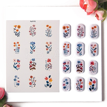 Flower Pattern Polymer Clay Earrings Water Transfer Paper PW-WG76974-05-1