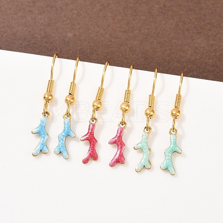 Ocean Series 304 Stainless Steel Enamel Dangle Earrings EJEW-K017-01G-G-1