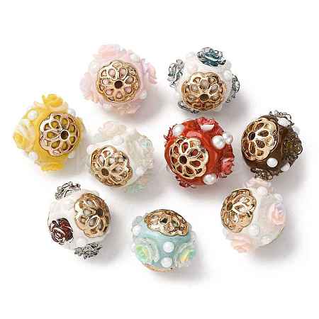 Handmade Resin Indonesia Round Beads IPDL-P005-01KCG-M-1