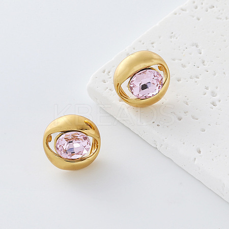304 Stainless Steel Rhinestone Stud Earrings for Women OH3456-2-1
