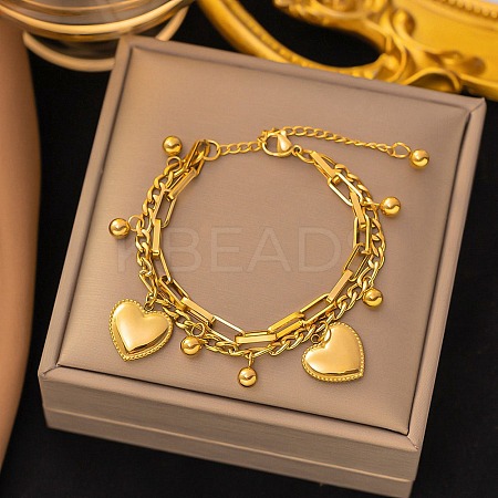 304 Stainless Steel Multi-strand Bracelets BJEW-Q040-05G-1