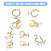 10Pcs 5 Styles Brass Micro Pave Clear Cubic Zirconia Twister Clasps ZIRC-HS0001-20-2