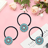 3Pcs Alloy & Resin Imitation Synthetic Turquoise Hair Ties OHAR-CY0001-10B-7