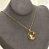 Brass & Acrylic Greek goddess Flat Round Pendant Necklaces NJEW-R018-01G-2