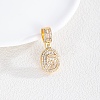 Brass Clear Cubic Zirconia European Dangle Charms KK-R003-01G-06-1
