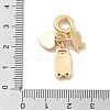 Brass Pink Enamel & Clear Cubic Zirconia Dangle Charms KK-M305-15G-02-3