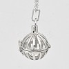 Hollow Brass Cage Pendants X-KK-D414-06-NR-1