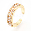 Brass Micro Pave Clear Cubic Zirconia Cuff Rings for Women KK-T074-16G-4