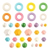 165Pcs 33 Style Painted Natural Wood Beads WOOD-LS0001-35-2