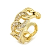Brass with Cubic Zirconia Open Cuff Rings for Women RJEW-U011-11G-1