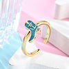 Rack Plating Brass Micro Pave Cubic Zirconia Open Cuff Rings for Women KK-K392-59G-01-1