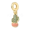 Brass Micro Pave Green Cubic Zirconia European Dangle Charms KK-D502-06G-1