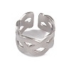 304 Stainless Steel Hollow Out Wave Open Cuff Rings for Women RJEW-G285-29P-2