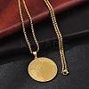 201 Stainless Steel Flat Round with Boy Pendant Box Chain Necklaces for Women Men NJEW-R013-05G-3