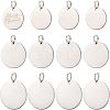 18Pcs 3 Style 201 Stainless Steel Flat Round Tag Pendants STAS-NB0001-21-1