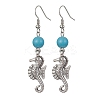 Synthetic Turquoise Beaded Dangle Earrings EJEW-JE05496-4