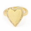 Clear Cubic Zirconia Heart Adjustable Ring RJEW-I083-10G-2