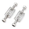Brass with Clear Cubic Zirconia Fold Over Clasps KK-Z080-07P-1