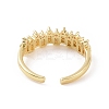 Clear Cubic Zirconia Rectangle Open Cuff Ring RJEW-G283-09G-3