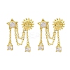 Brass Micro Pave Clear Cubic Zirconia Stud Earrings EJEW-H158-24G-4