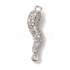 Rack Plating Brass Micro Pave Clear Cubic Zirconia Horn of Plenty/Italian Horn Cornicello Connector Charms KK-A229-04P-1