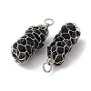 Rack Plating Copper Wire Wrapped Natural Obsidian Chip Big Pendants G-C130-01P-07-2